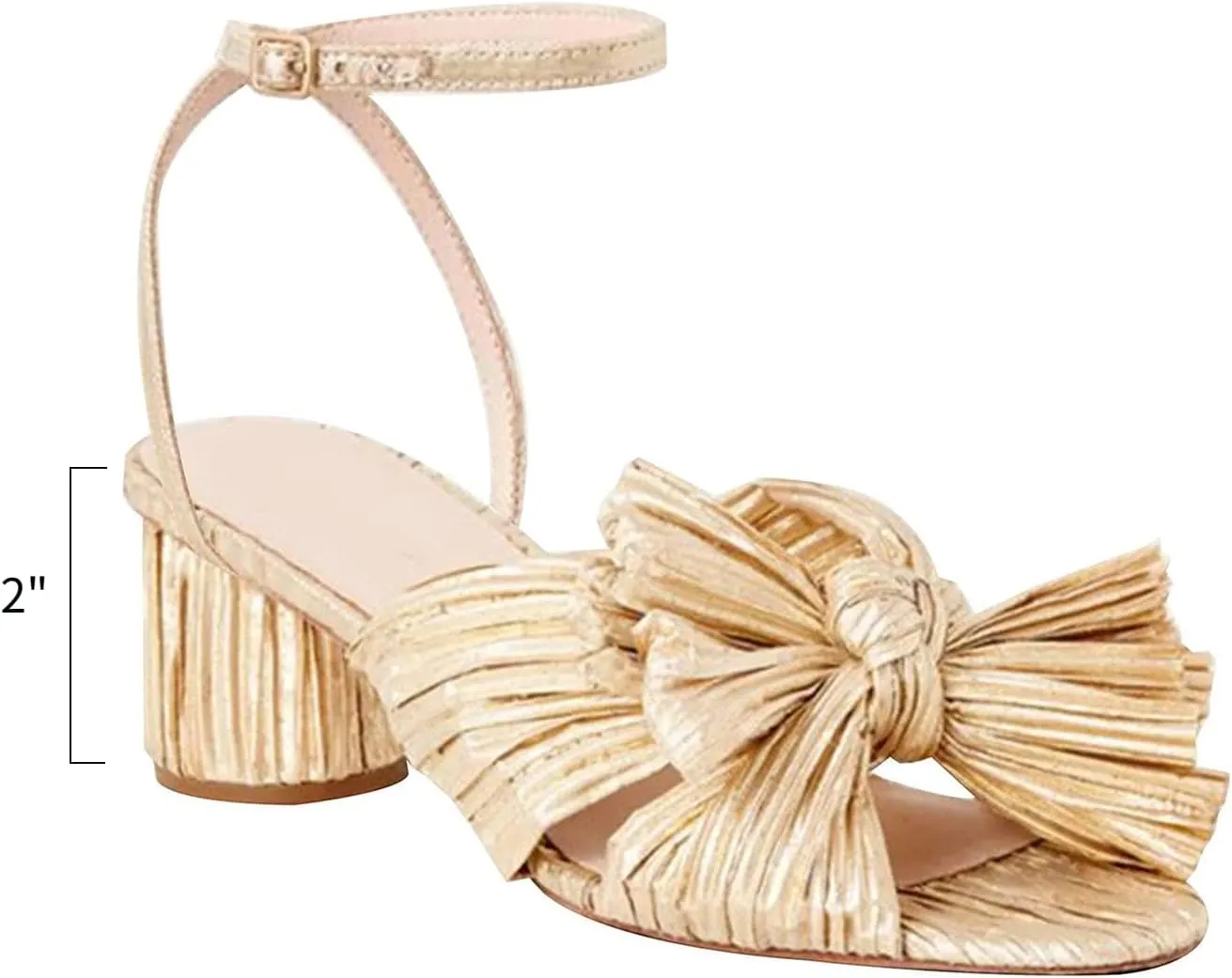 MICIFA Women's Bow Knot Heeled Sandals Open Toe High Block Ankle Strap Chunky Heels Bride Wedding Shoes