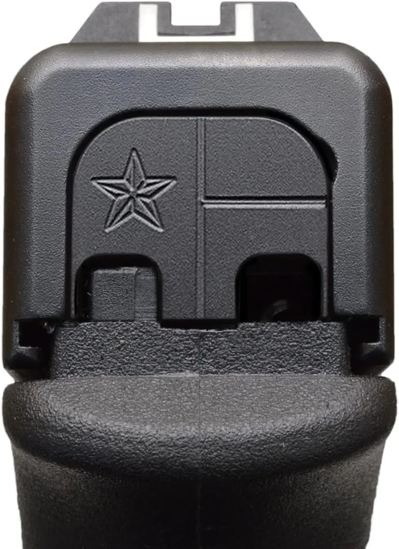 Milspin CNC Milled Slide Back Plate Compatible with Glock Gen 1-5 | Texas Flag | Stainless Steel I Made in USA (Blacked Out, Models G43 G43x G48)