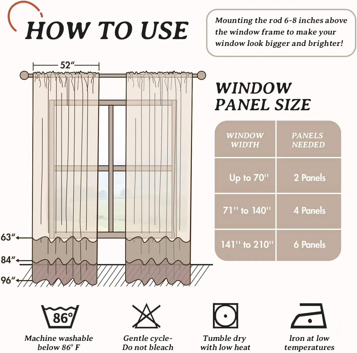 MIULEE Pink Printed Semi Sheer Linen Textured Curtains 63" Length 2 Panels Set for Bedroom Living Room, Floral Print Rod Pocket Tulle Light Filtering Spring Flower Patterned Window Drapes 52" x 63"