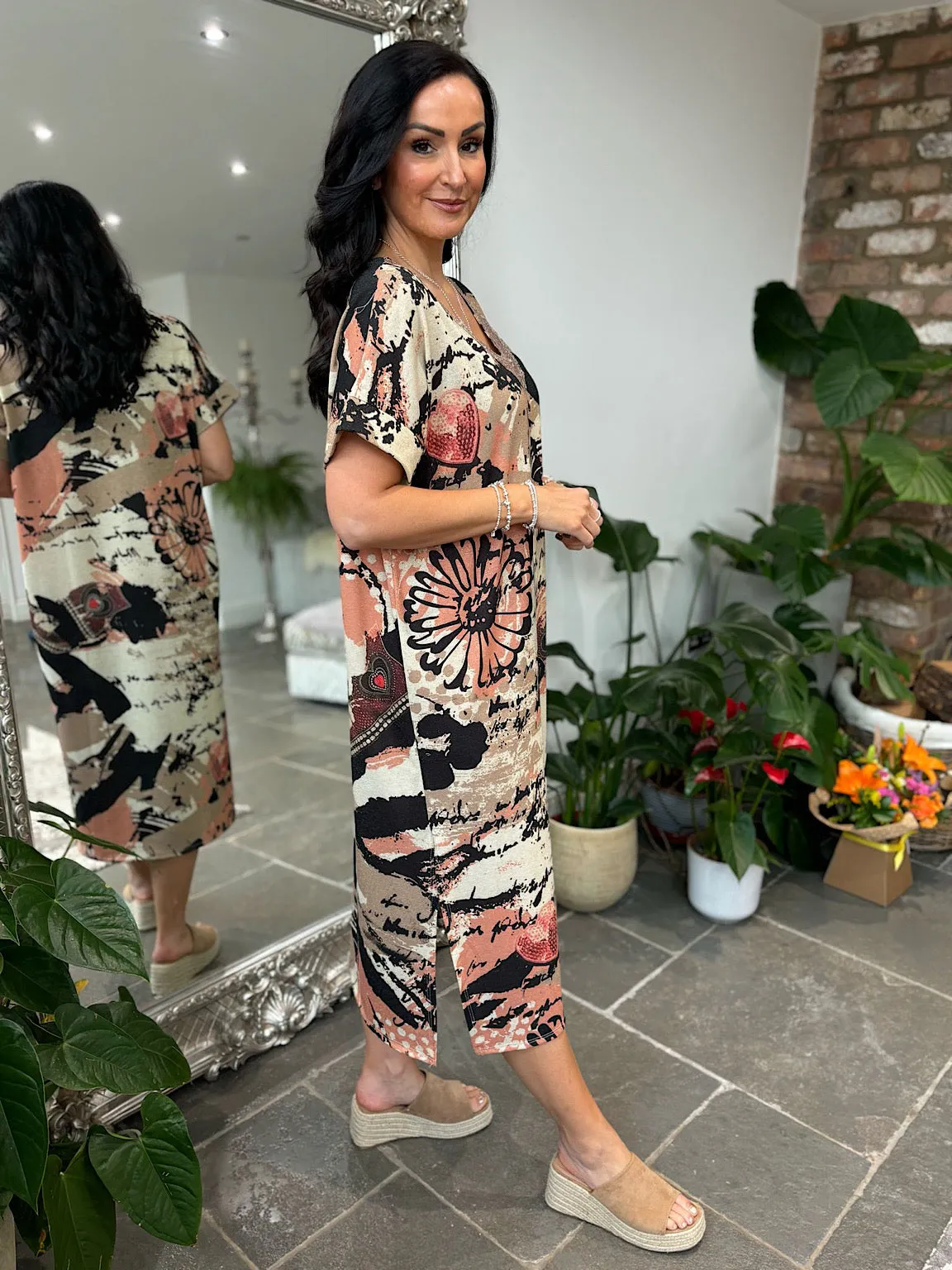 Mocha Sketch Shimmer Dress Tamsin