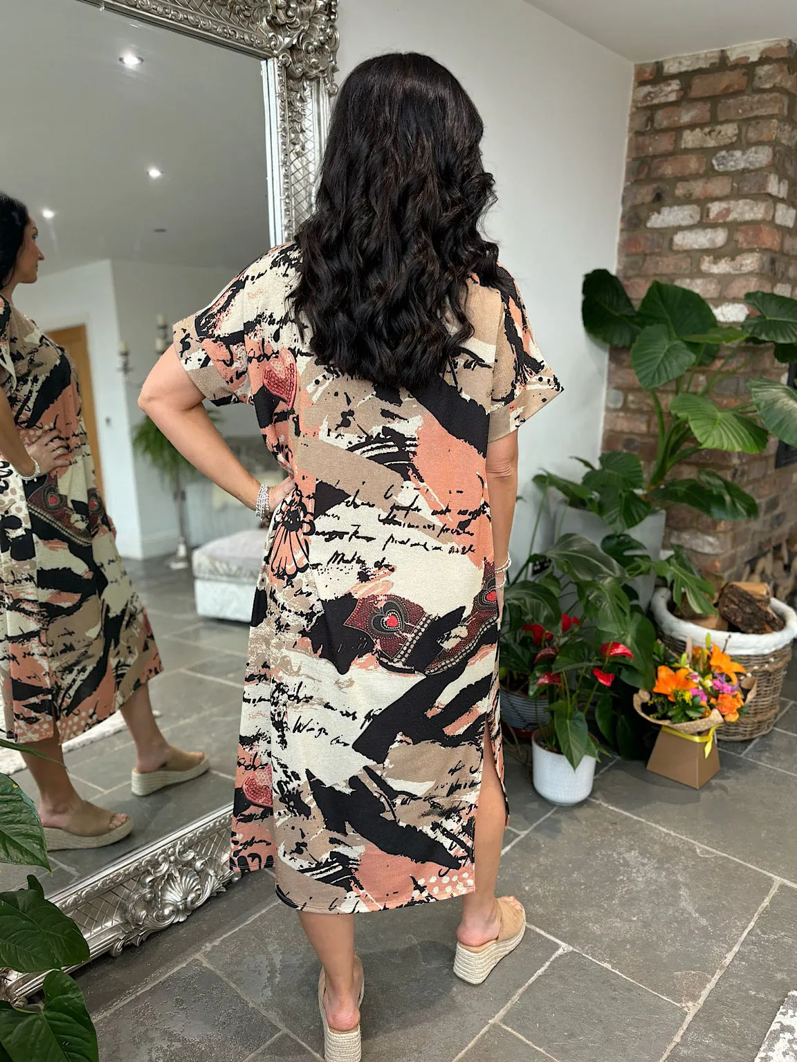 Mocha Sketch Shimmer Dress Tamsin