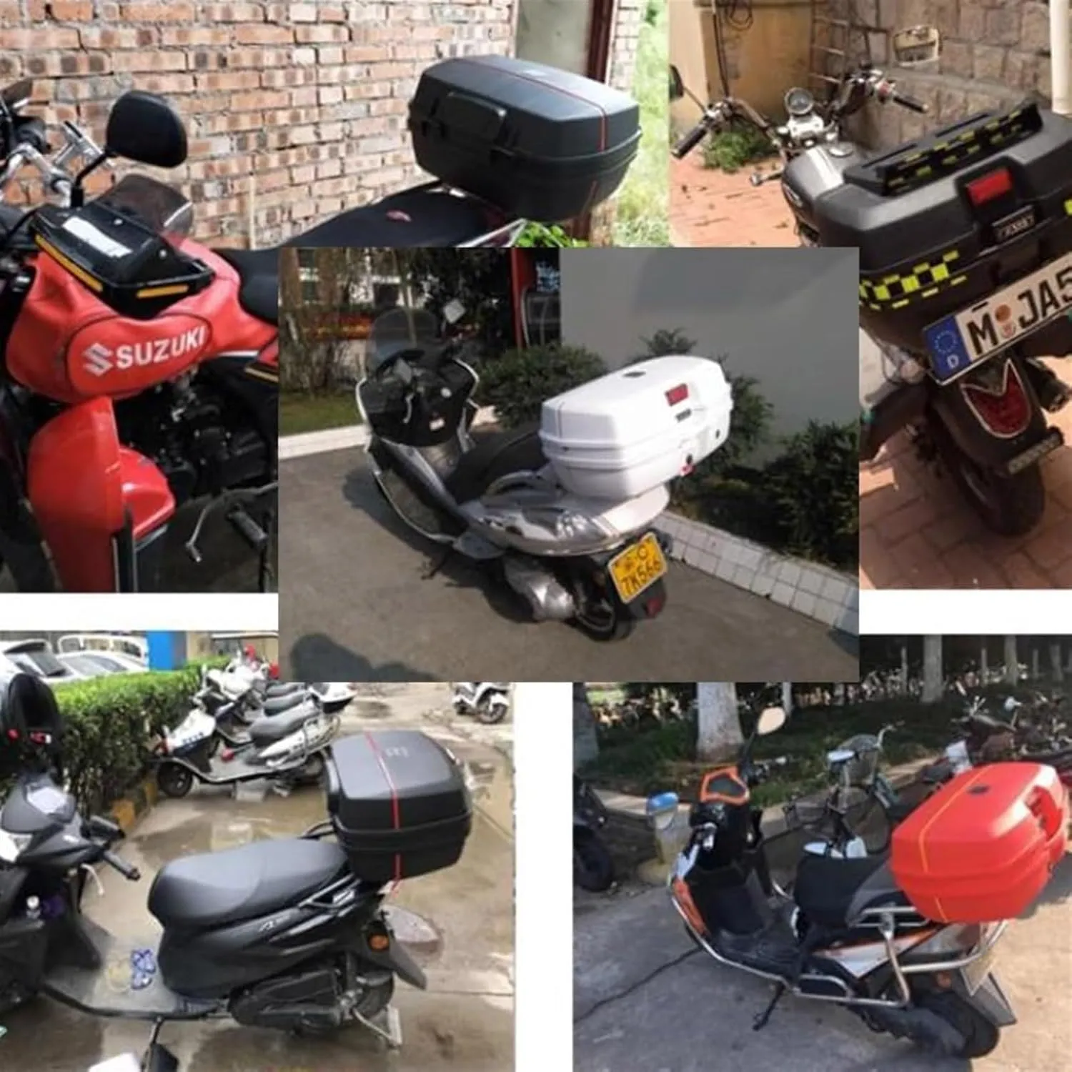 Motorcycle Trunk,Motorcycle Top Case Heavy Duty Travel Trunk for Helmet Cycling, Luggage Tail Box with Reflective Stripe, Scooter Waterproof
