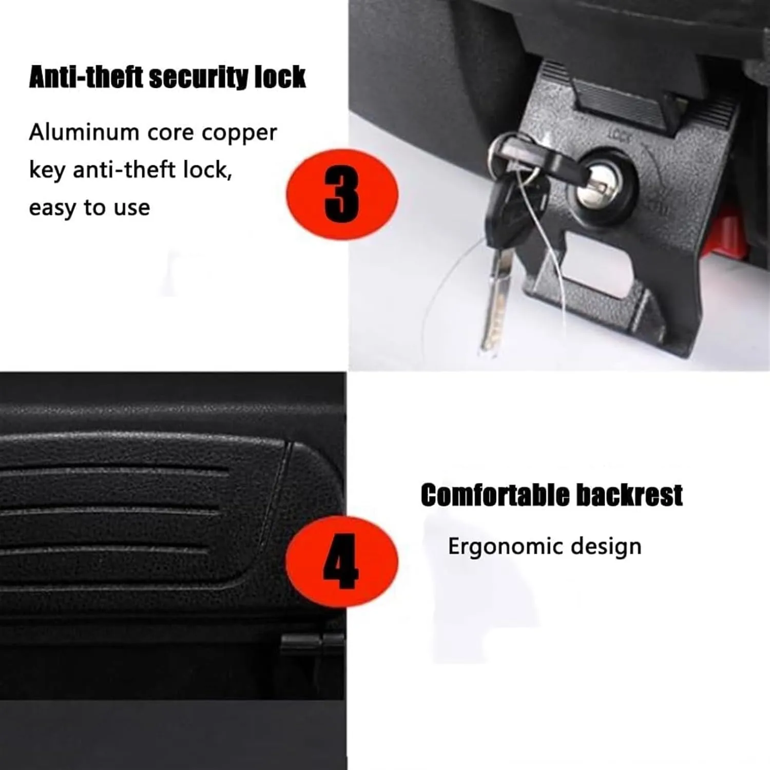 Motorcycle Trunk,Motorcycle Top Case Heavy Duty Travel Trunk for Helmet Cycling, Luggage Tail Box with Reflective Stripe, Scooter Waterproof