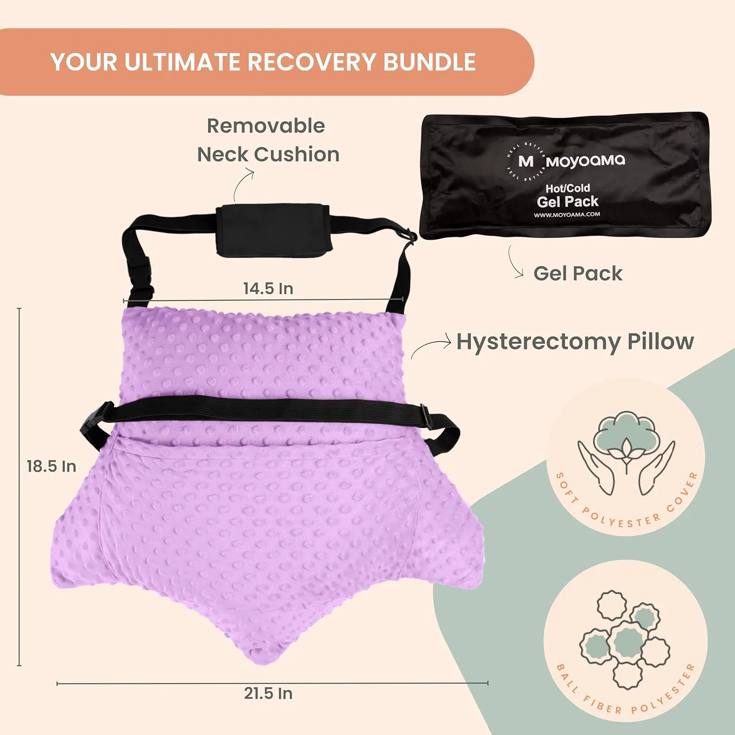 MOYOAMA Hysterectomy Pillow Post Surgery for Hysterectomy Recovery Must Haves- Surgery Pillow for Abdomen, Abdominal Pillow Post Surgery, Abdominal Surgery Recovery Pillow for Hysterectomy Gifts