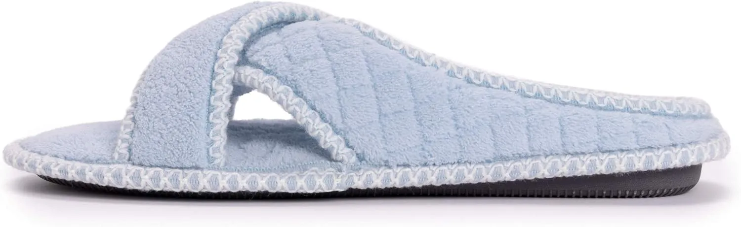 MUK LUKS Women's Ada Chenille Crossband Slippers-Daisy White