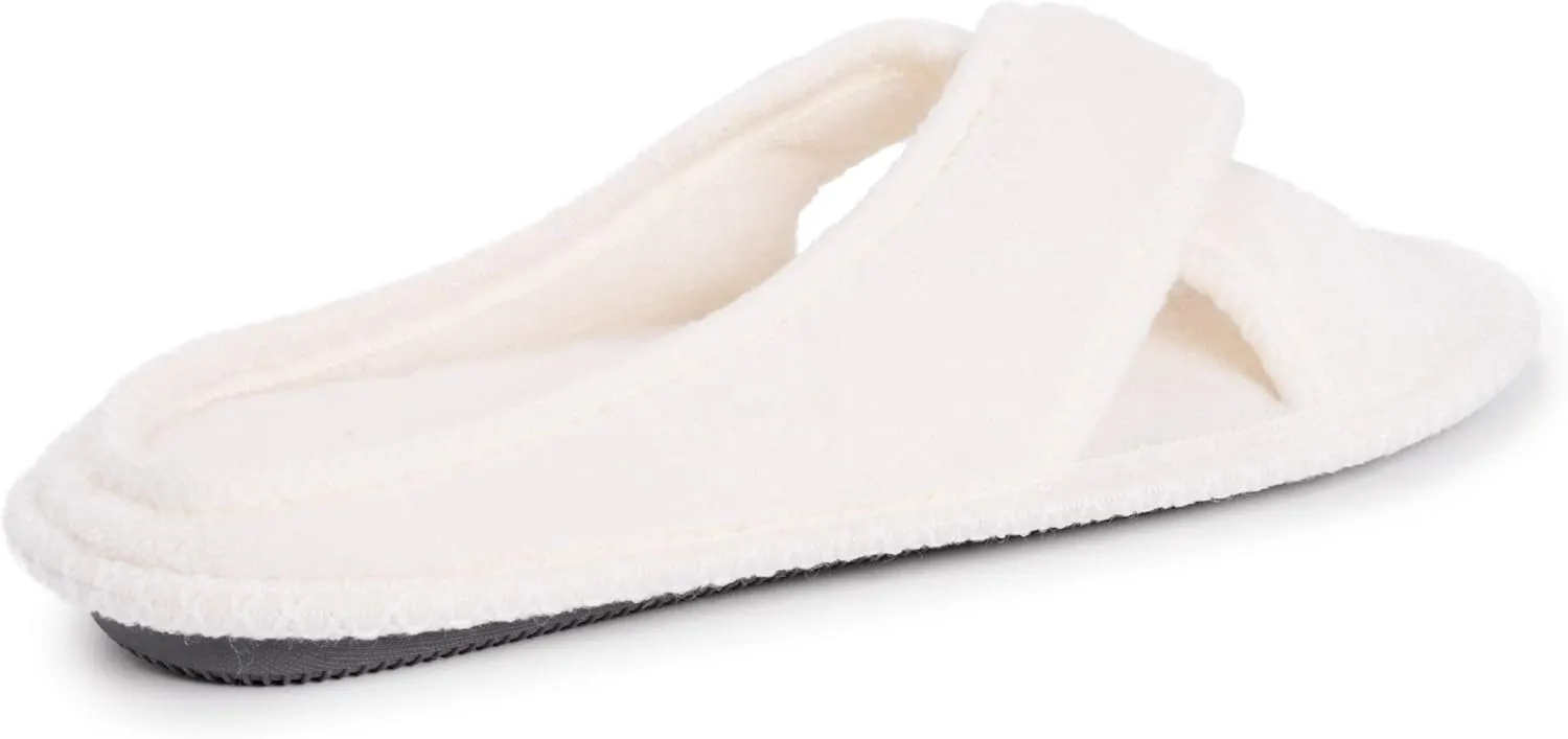 MUK LUKS Women's Ada Chenille Crossband Slippers-Daisy White