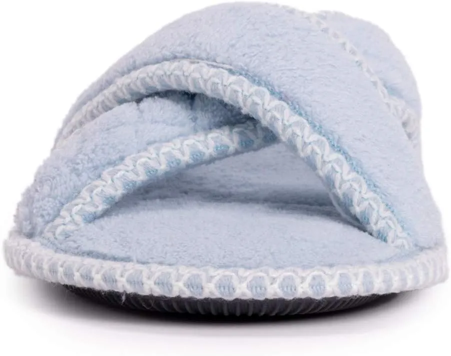 MUK LUKS Women's Ada Chenille Crossband Slippers-Daisy White