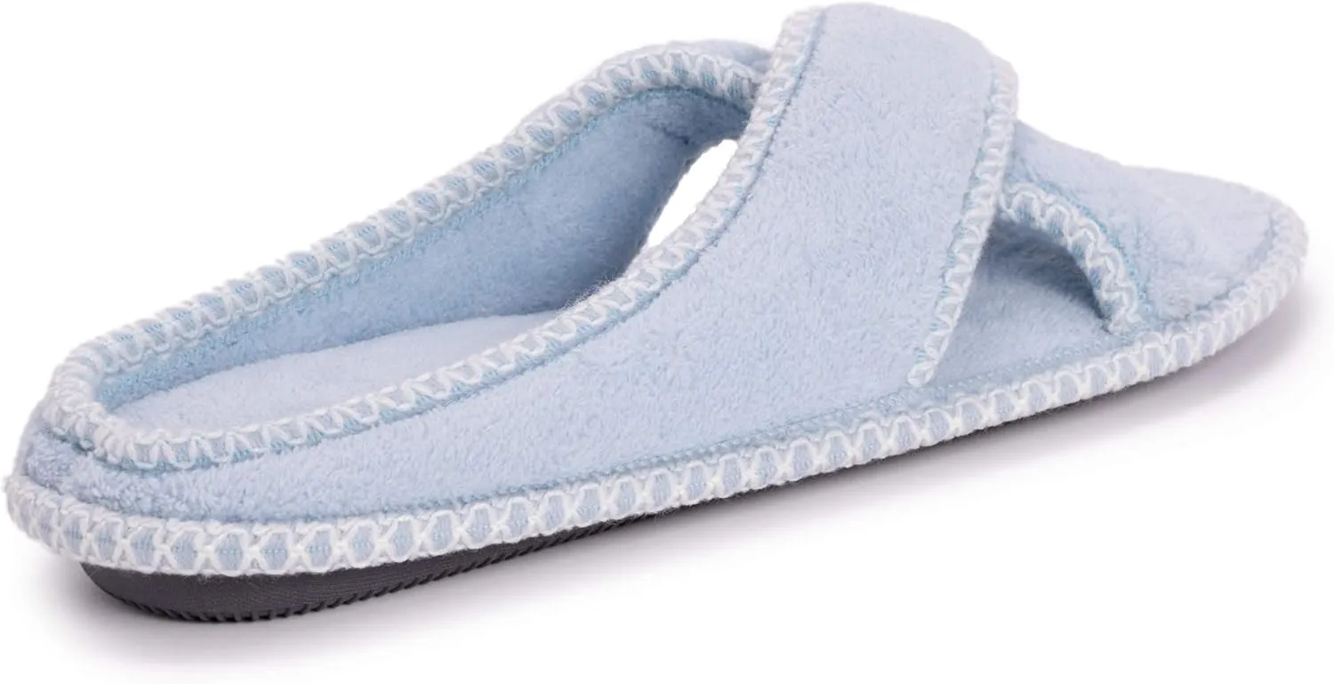MUK LUKS Women's Ada Chenille Crossband Slippers-Daisy White