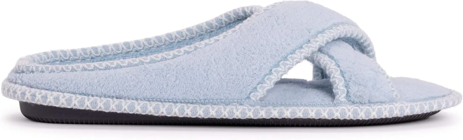 MUK LUKS Women's Ada Chenille Crossband Slippers-Daisy White