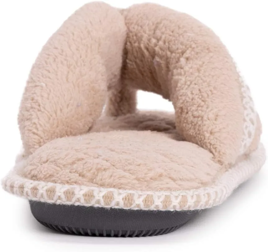 MUK LUKS Women's Darlene Micro Chenille Thong Slippers-Rosegold