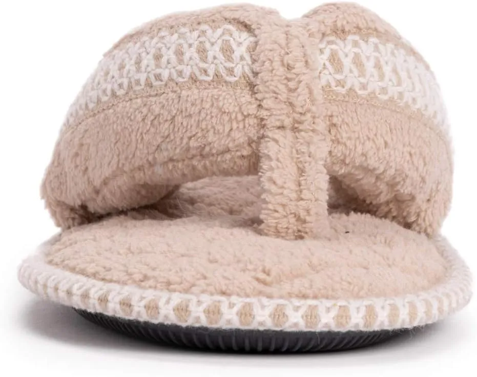 MUK LUKS Women's Darlene Micro Chenille Thong Slippers-Rosegold