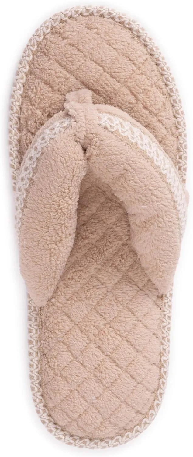 MUK LUKS Women's Darlene Micro Chenille Thong Slippers-Rosegold