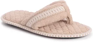 MUK LUKS Women's Darlene Micro Chenille Thong Slippers-Rosegold