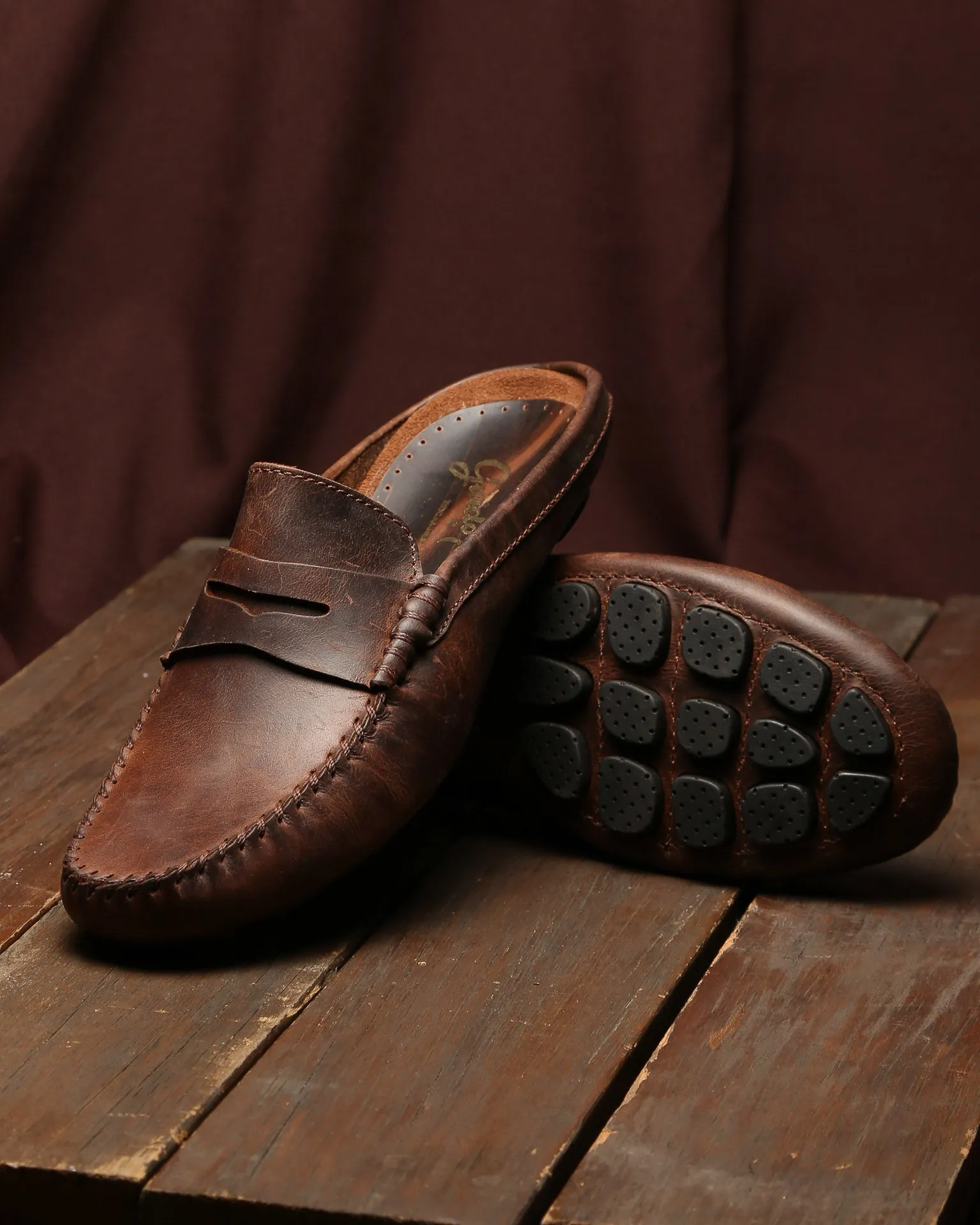 Mule with Headband Dark Brown
