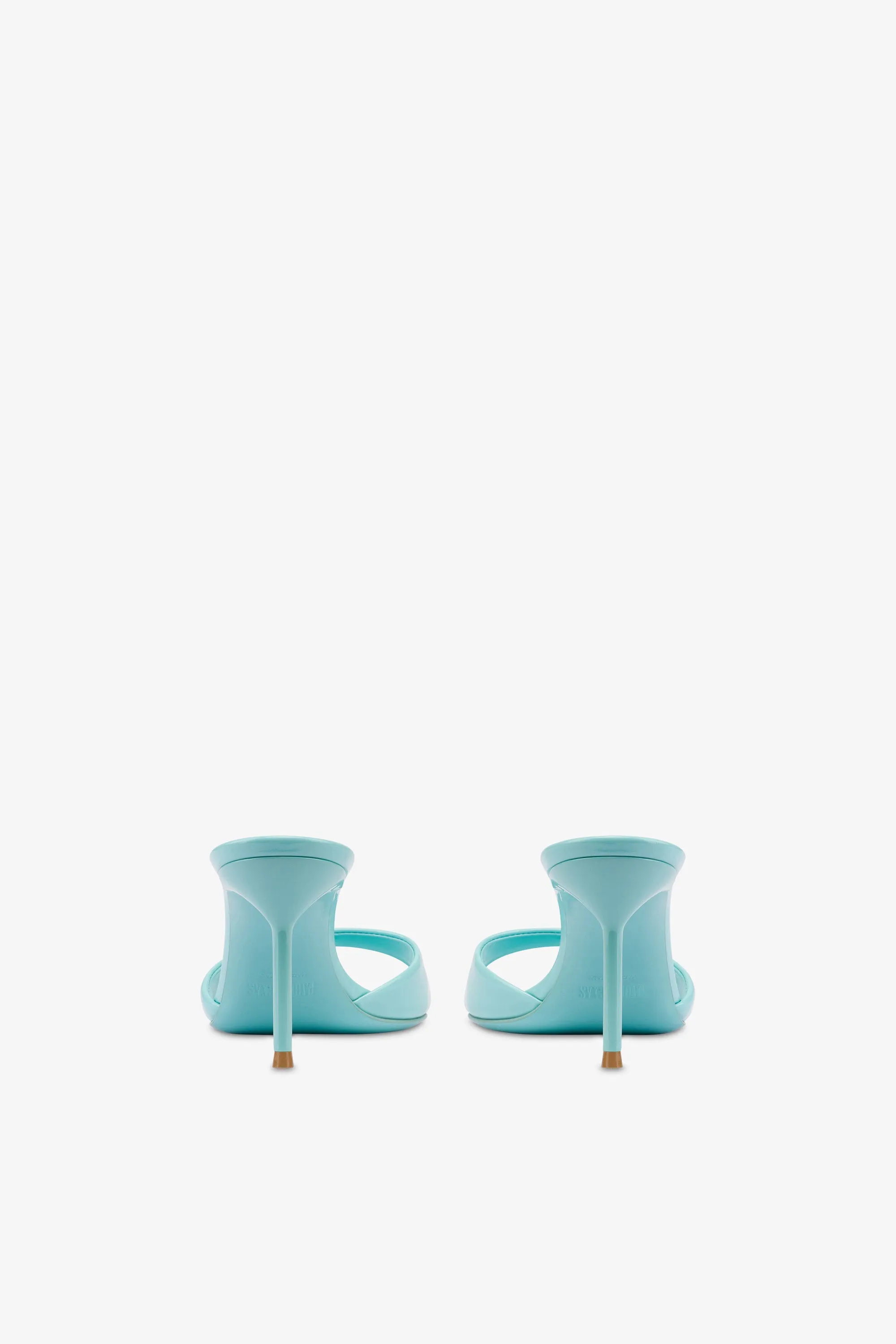 Mules in turquoise patent leather
