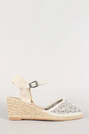Multi-functional Wedge Lace Espadrille Act now Jeweled Round Toe