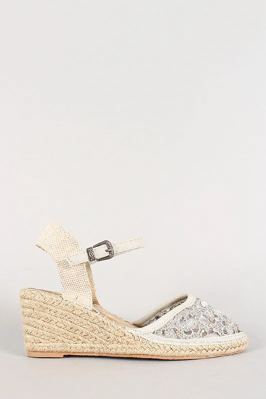 Multi-functional Wedge Lace Espadrille Act now Jeweled Round Toe