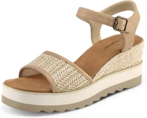 mysoft Womens Espadrille Wedge Sandals EVA Sole Platform Sandal Open Toe Ankle Strap Buckle Shoes