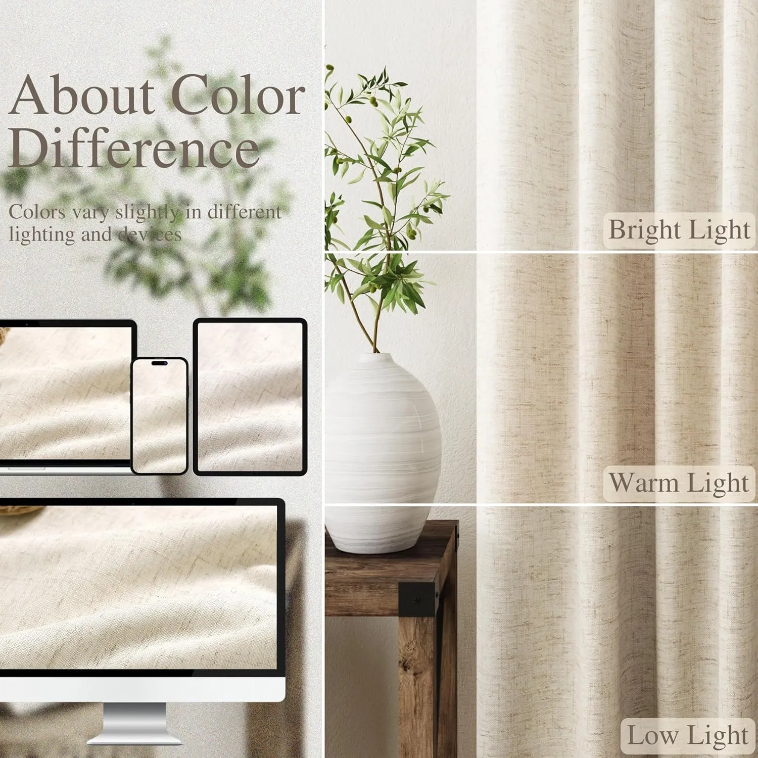 Nanspring Tan Beige Linen Blackout Curtains 84 Inches Long Back Tab Burlap Flax Bedroom Blackout Curtains 2 Panel Sets Rustic Farmhouse Full Light Blocking Thermal Insulated Curtain 84 Inch Length