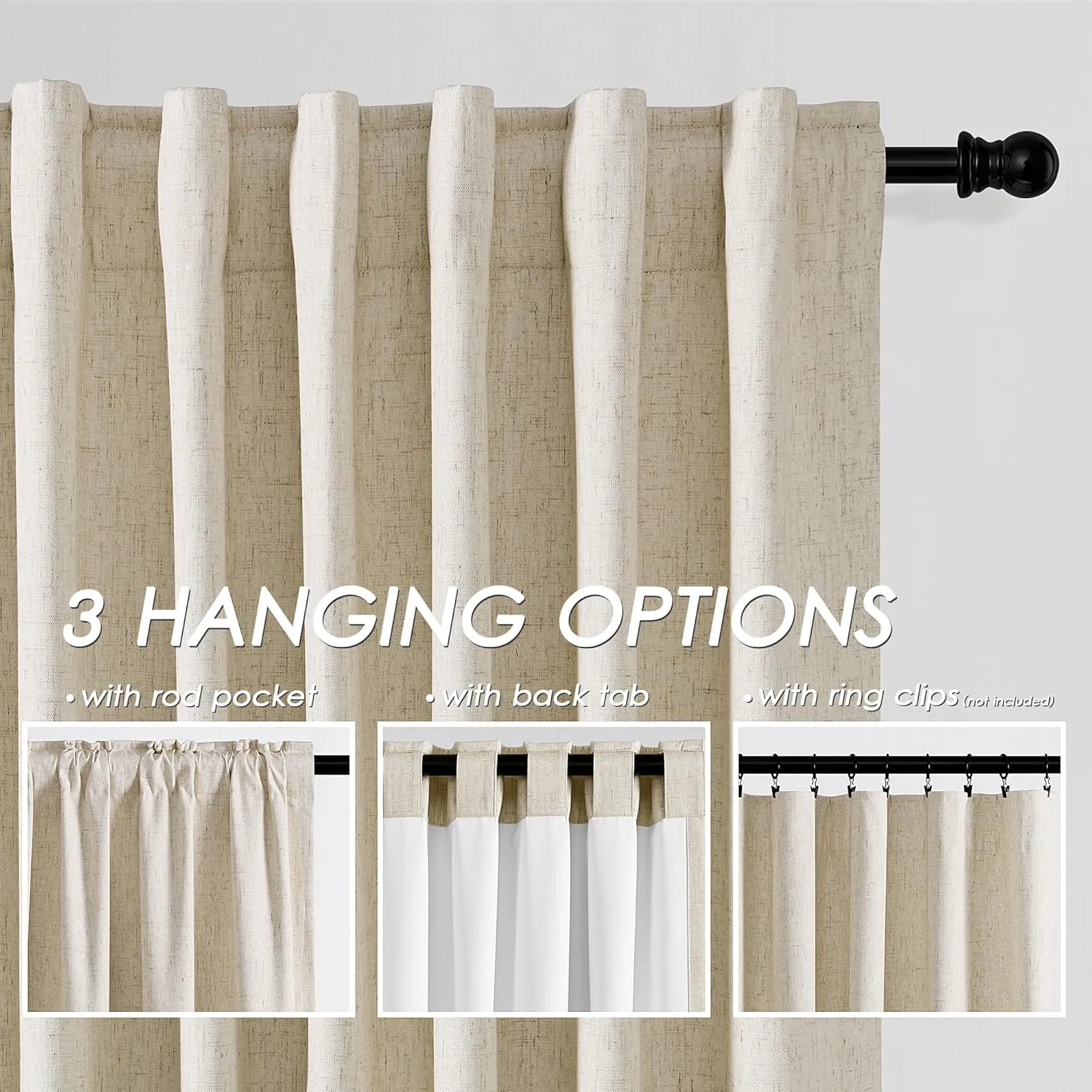 Nanspring Tan Beige Linen Blackout Curtains 84 Inches Long Back Tab Burlap Flax Bedroom Blackout Curtains 2 Panel Sets Rustic Farmhouse Full Light Blocking Thermal Insulated Curtain 84 Inch Length
