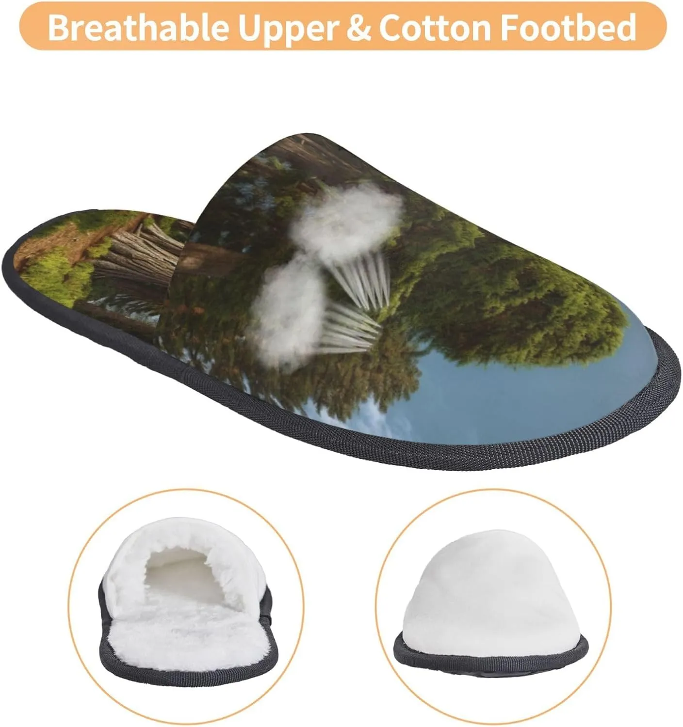 Nature Cedar Furry Slippers for Men Women Fuzzy Memory Foam Slippers Warm Comfy Slip-on Bedroom Shoes Winter House Shoes for Indoor Outdoor