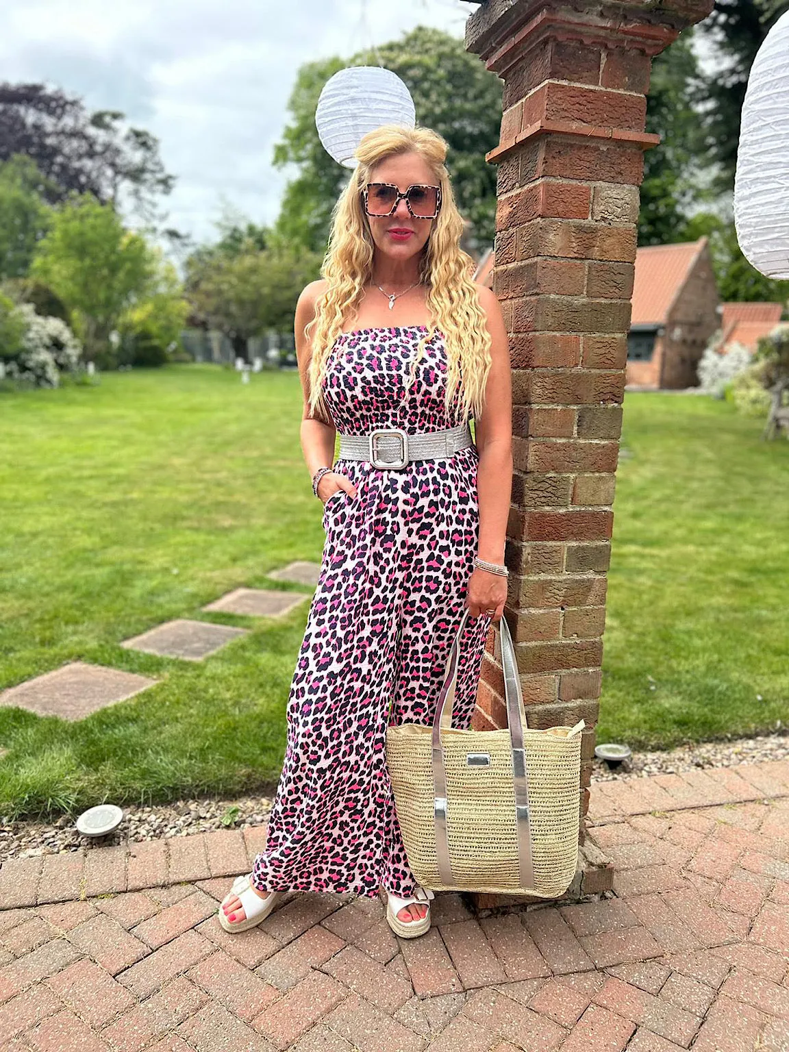 Navy Bubble Cotton Leopard Jumpsuit Patsy