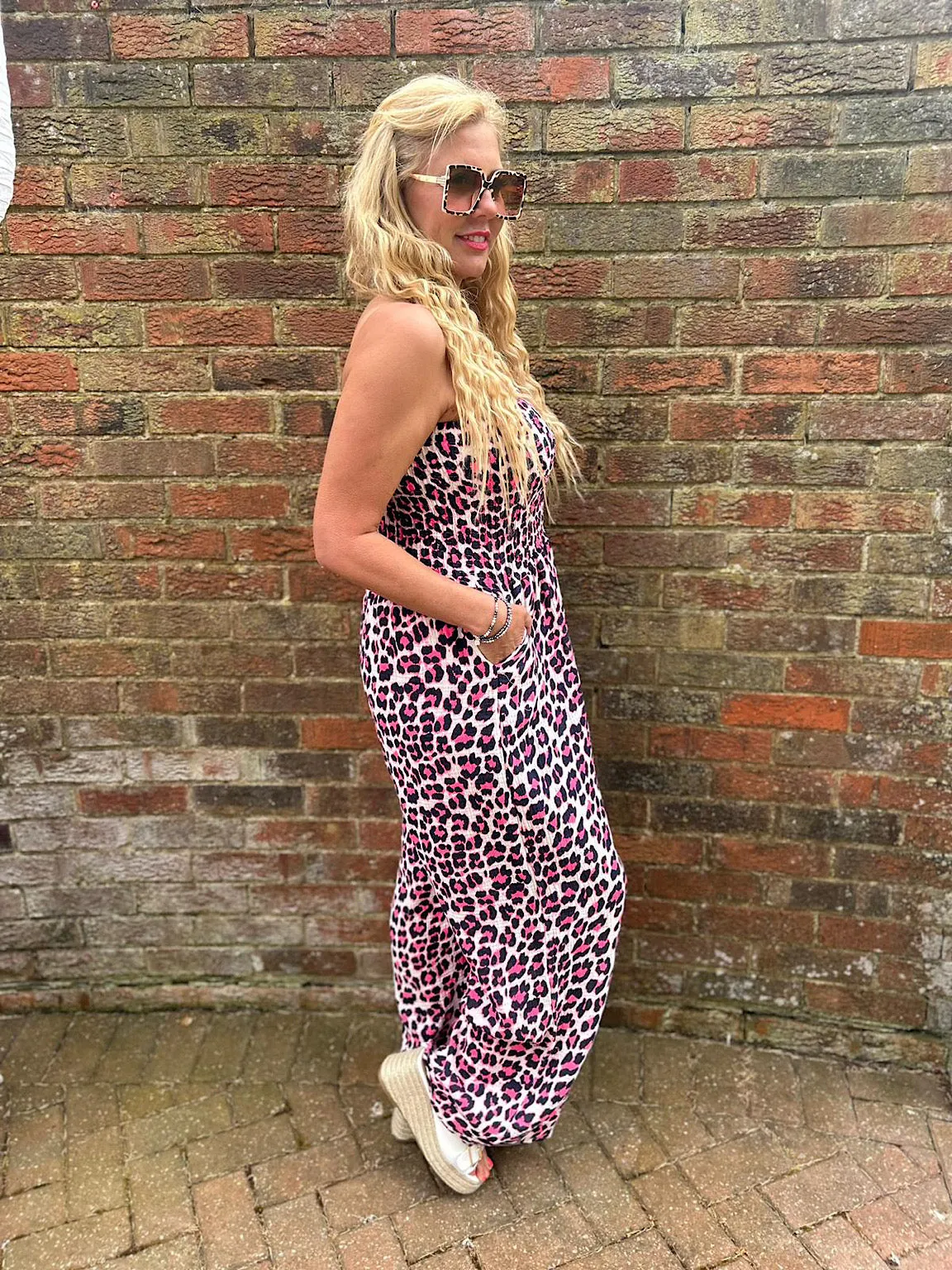 Navy Bubble Cotton Leopard Jumpsuit Patsy