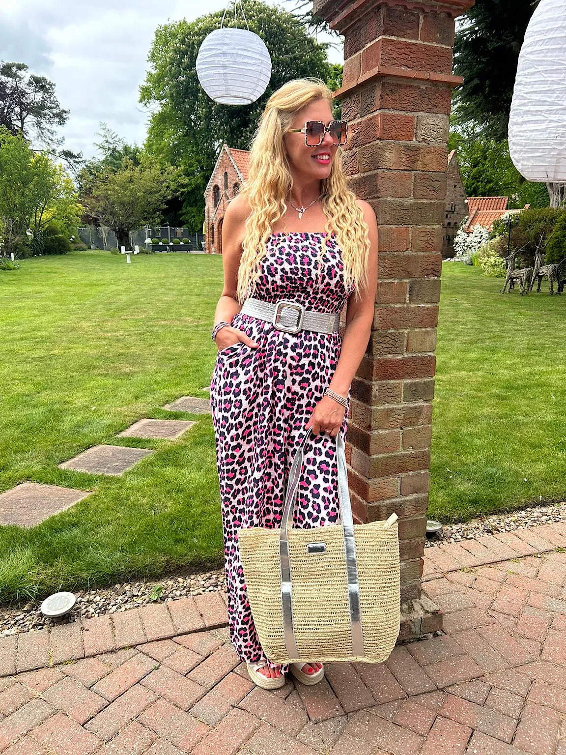 Navy Bubble Cotton Leopard Jumpsuit Patsy