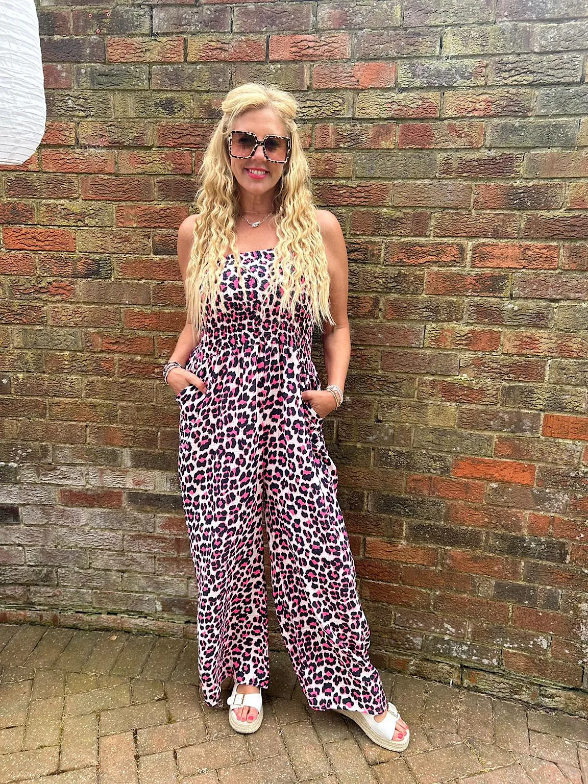 Navy Bubble Cotton Leopard Jumpsuit Patsy