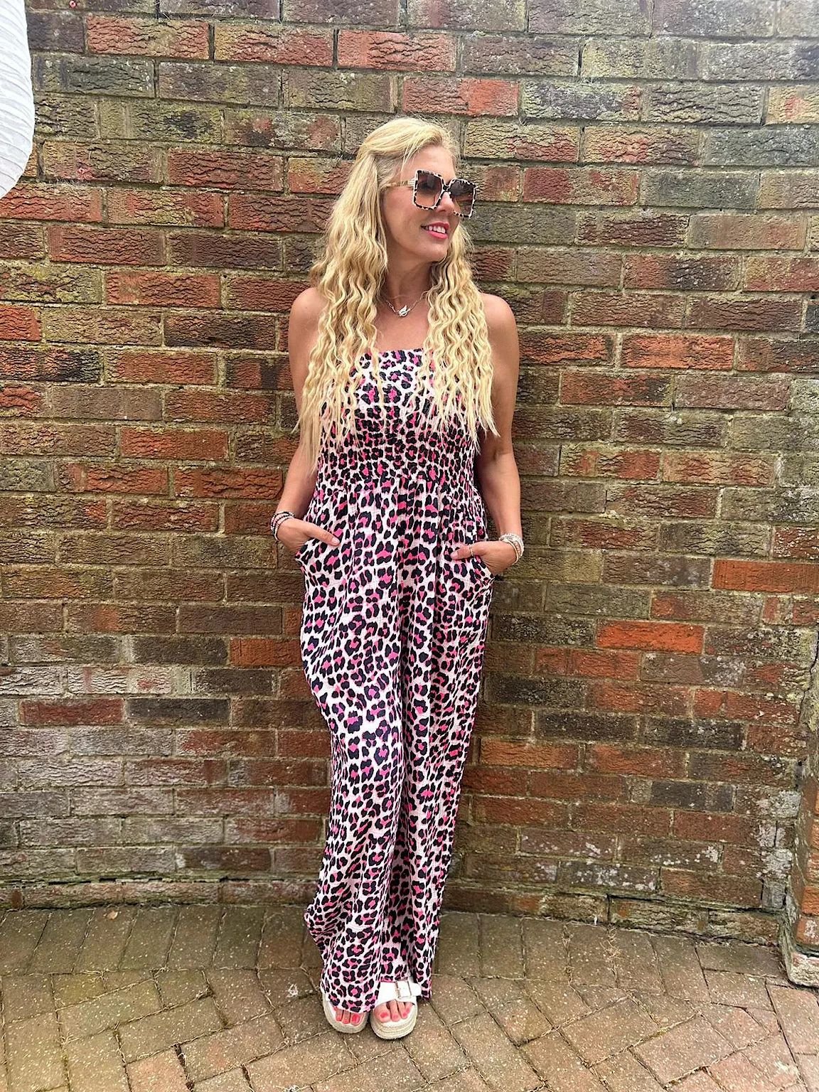 Navy Bubble Cotton Leopard Jumpsuit Patsy