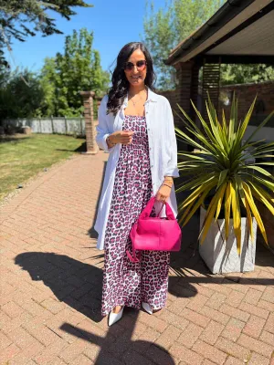 Navy Bubble Cotton Leopard Jumpsuit Patsy