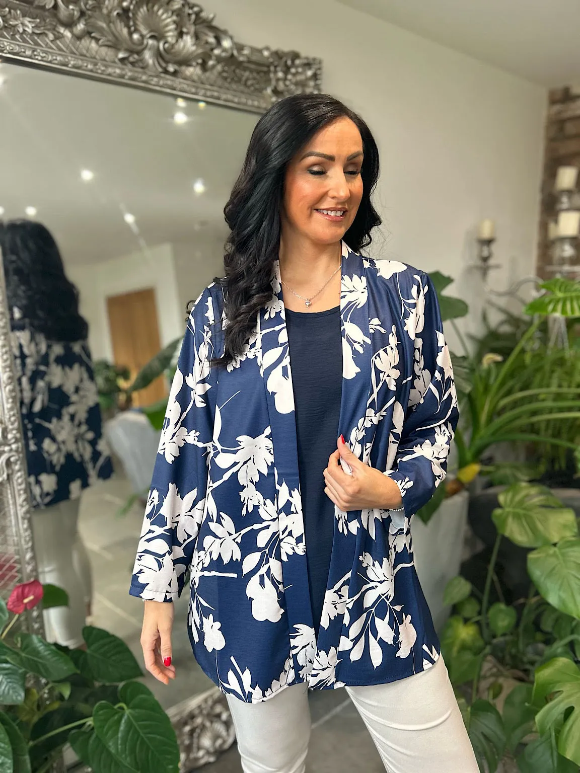 Navy Flower Layered Isla Jacket