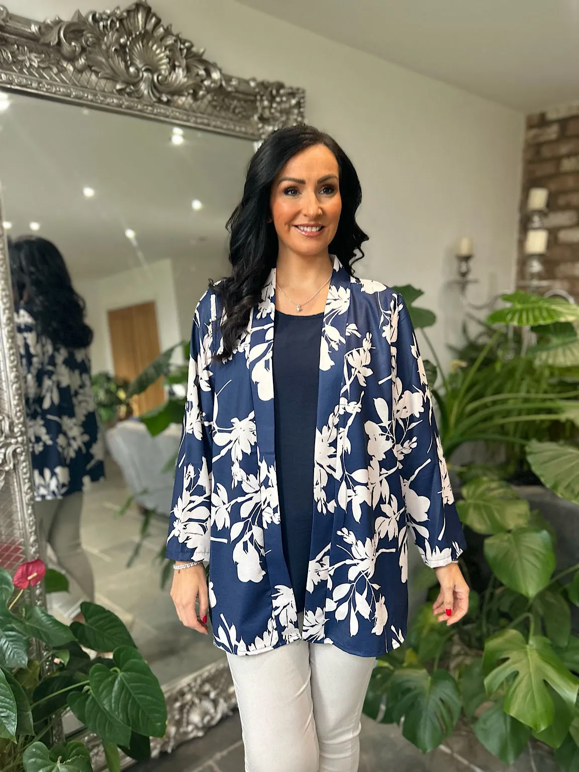 Navy Flower Layered Isla Jacket