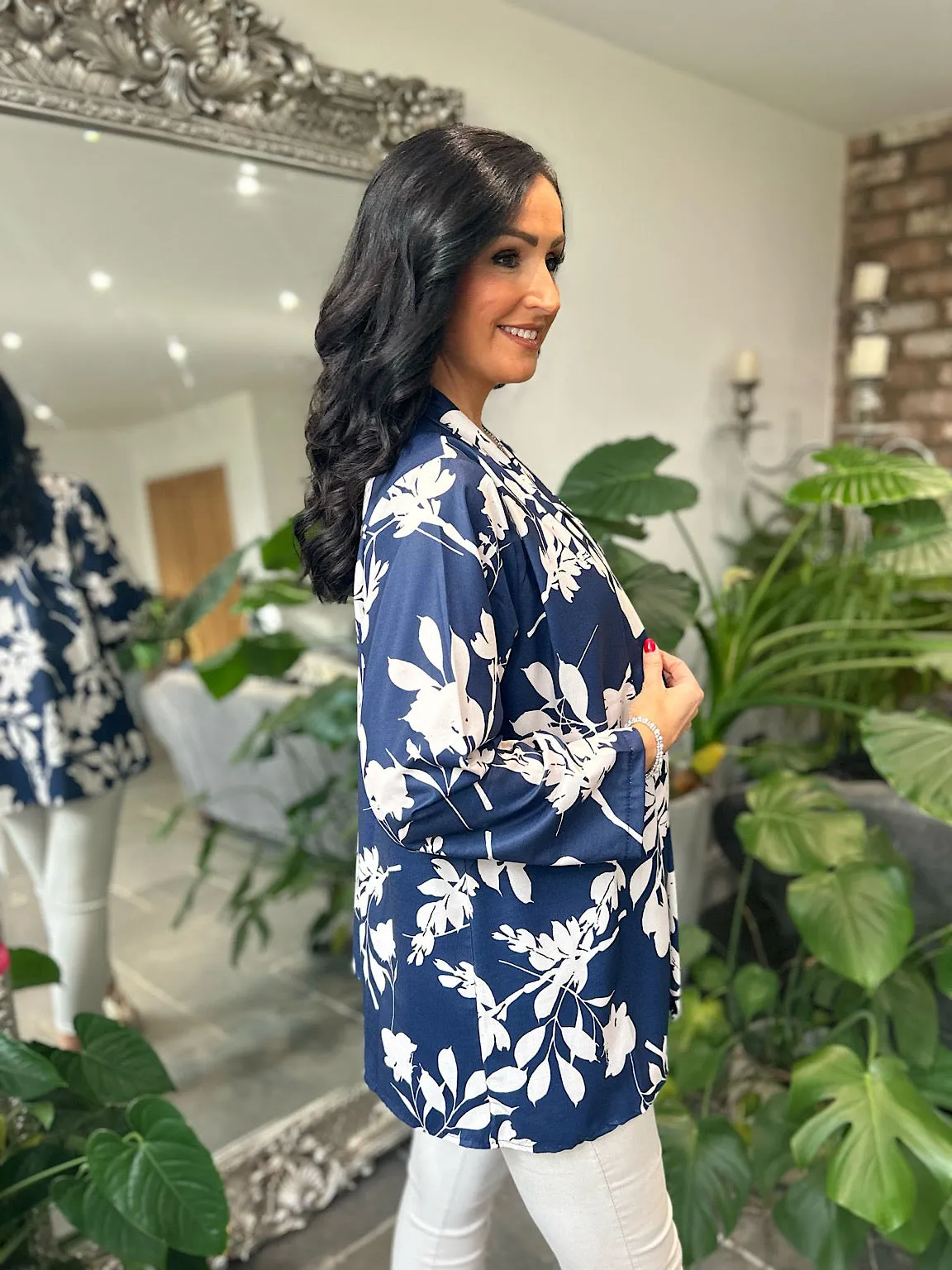 Navy Flower Layered Isla Jacket