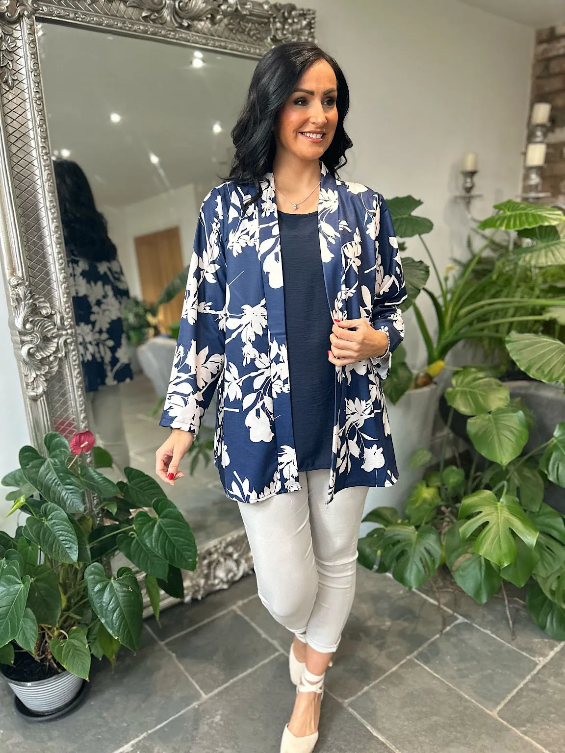 Navy Flower Layered Isla Jacket