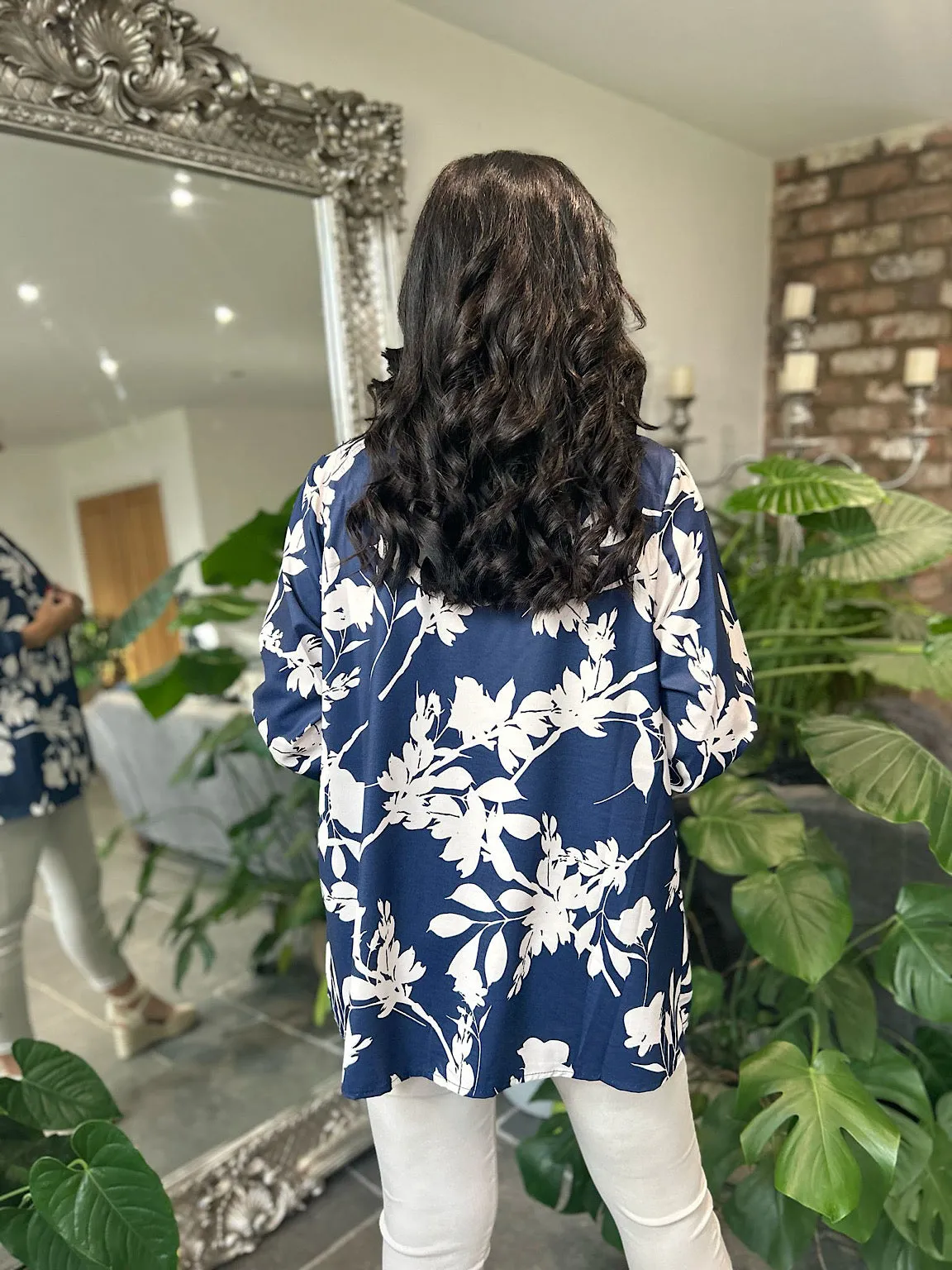 Navy Flower Layered Isla Jacket