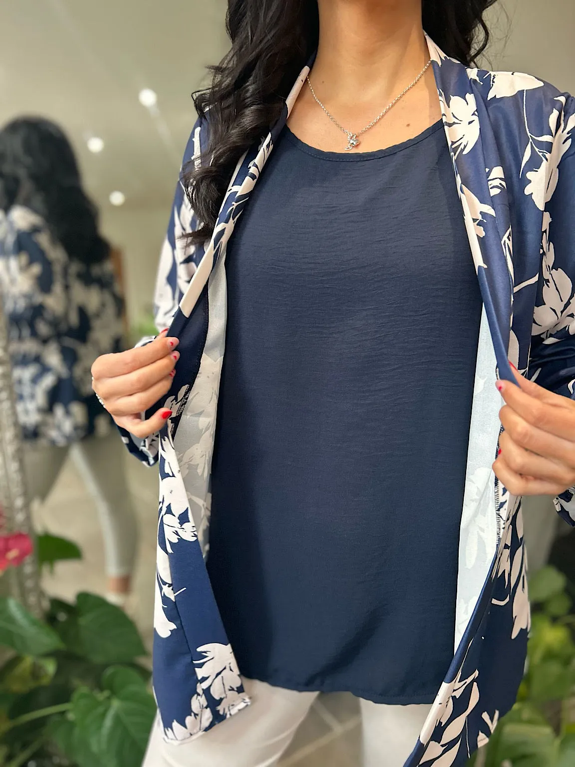 Navy Flower Layered Isla Jacket