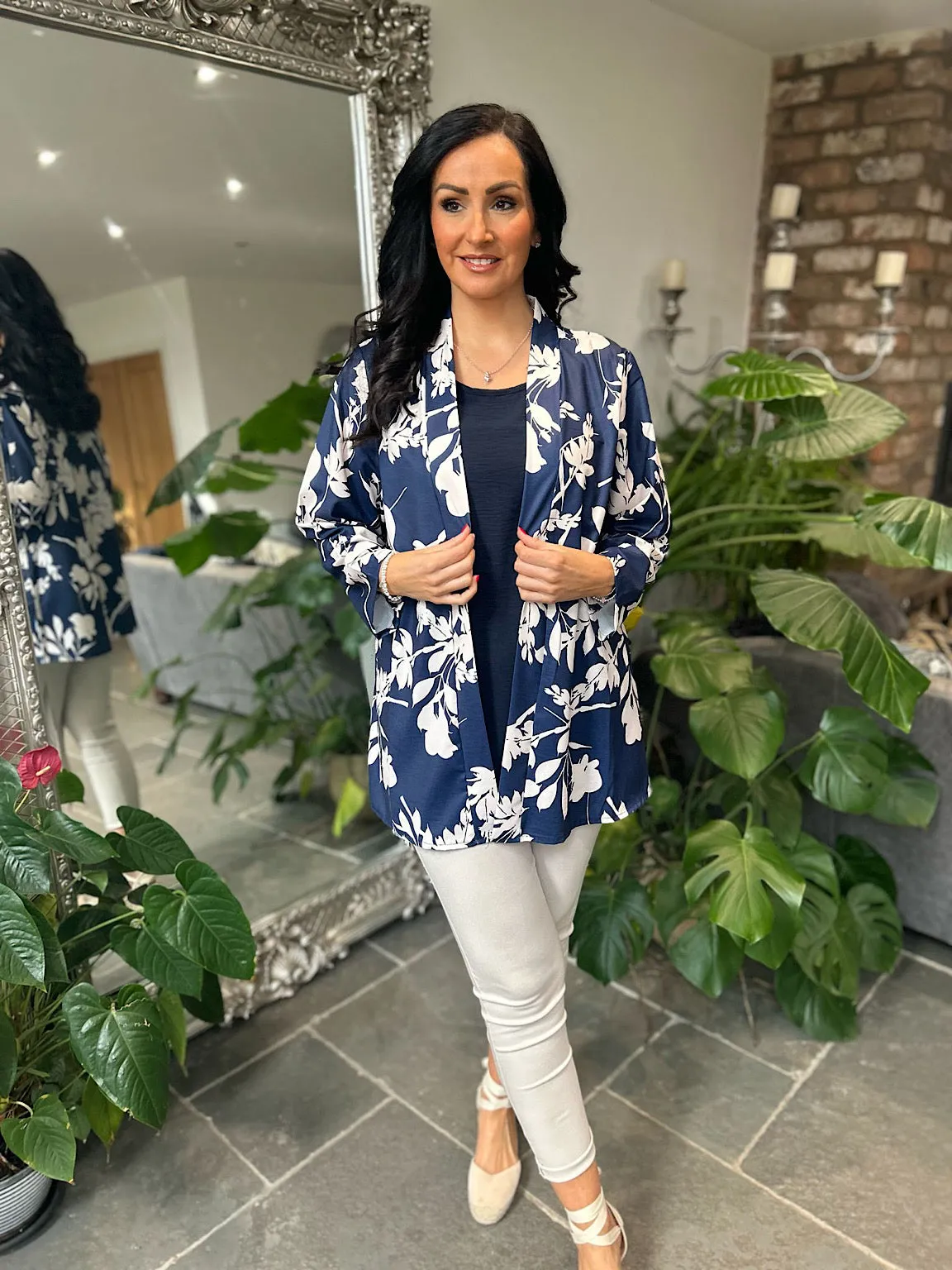 Navy Flower Layered Isla Jacket