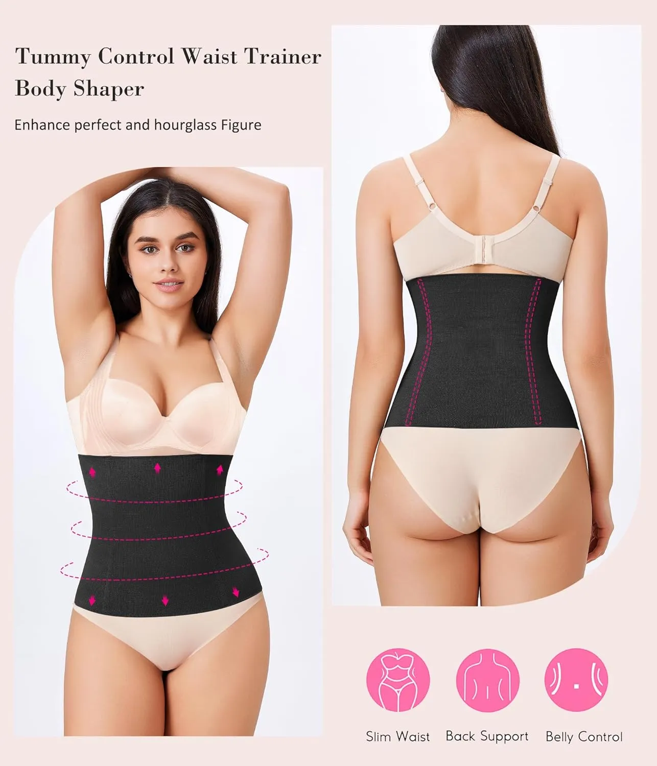 Nebility Womens' Waist Trainer Tummy Control Waist Cincher Slim Body Shaper