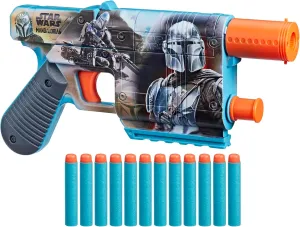 Nerf Star Wars The Mandalorian Dart Blaster, 12 Elite Darts, Internal Clip, Toy Foam Blasters for 8 Year Old Boys & Girls & Up