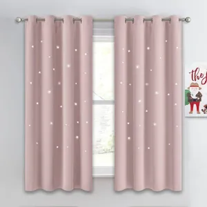 NICETOWN Nursery Blackout Curtains for Babys Bedroom, Grommet Thermal Insulated Room Darkening Kids Star Curtains for Girls Room Thanksgiving Decor, 1 Panel of 52 x 63 Inch, Light Pink