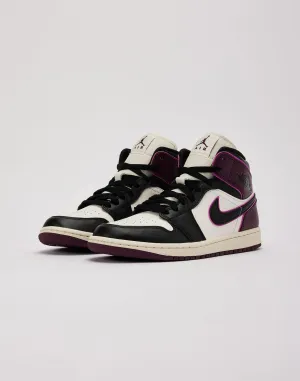 Nike Air Jordan 1 Mid SE Wing Logo White Black Purple Shoe Sneaker Trainer