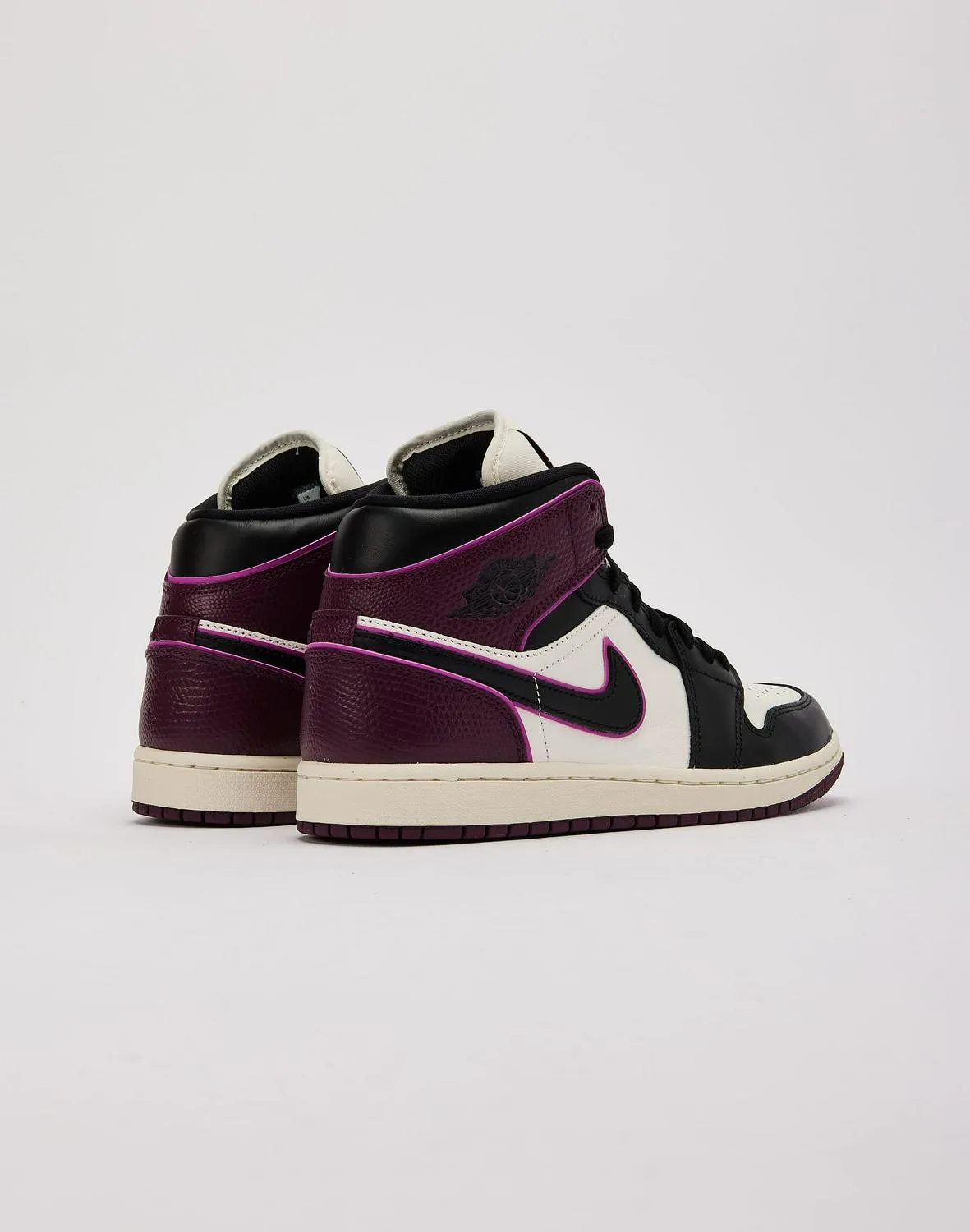 Nike Air Jordan 1 Mid SE Wing Logo White Black Purple Shoe Sneaker Trainer
