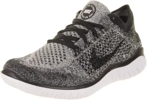 Nike Free RN Flyknit 2018 Women's Running Shoe, White/Black, 5.5