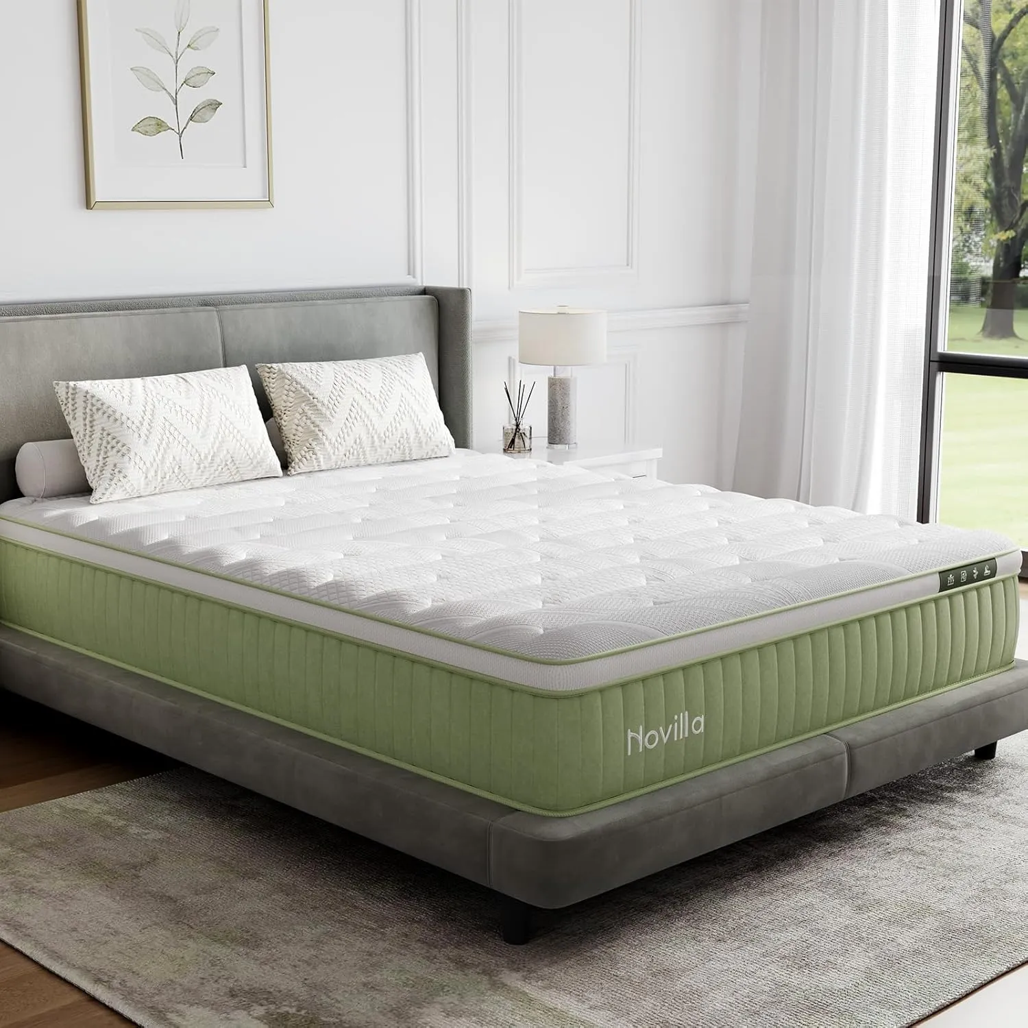 Novilla Hybrid King Mattress, 12 Inch King Size Hybrid Mattress in a Box with Individually Wrapped Coils & Euro Top for Pressure Relief & Motion Isolation & Cool Night Sleep, CertiPUR-US Certified