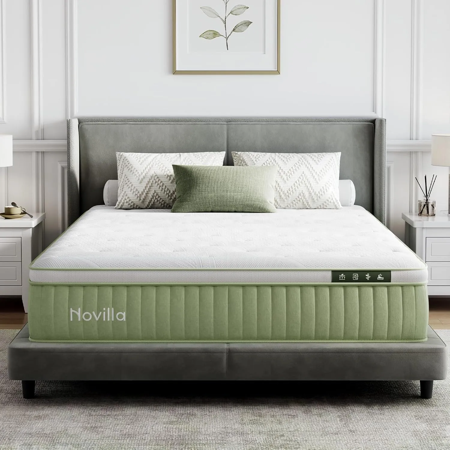 Novilla Hybrid King Mattress, 12 Inch King Size Hybrid Mattress in a Box with Individually Wrapped Coils & Euro Top for Pressure Relief & Motion Isolation & Cool Night Sleep, CertiPUR-US Certified