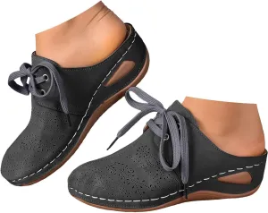Orthopedic Sandals for Women Comfortable Arch Support Slides Closed Toe Hollow Slides Sandals Outdoor Walking Thick-Soled Sandal Lace Up Boho Casual High Wedges Walking Strappy Footwear
