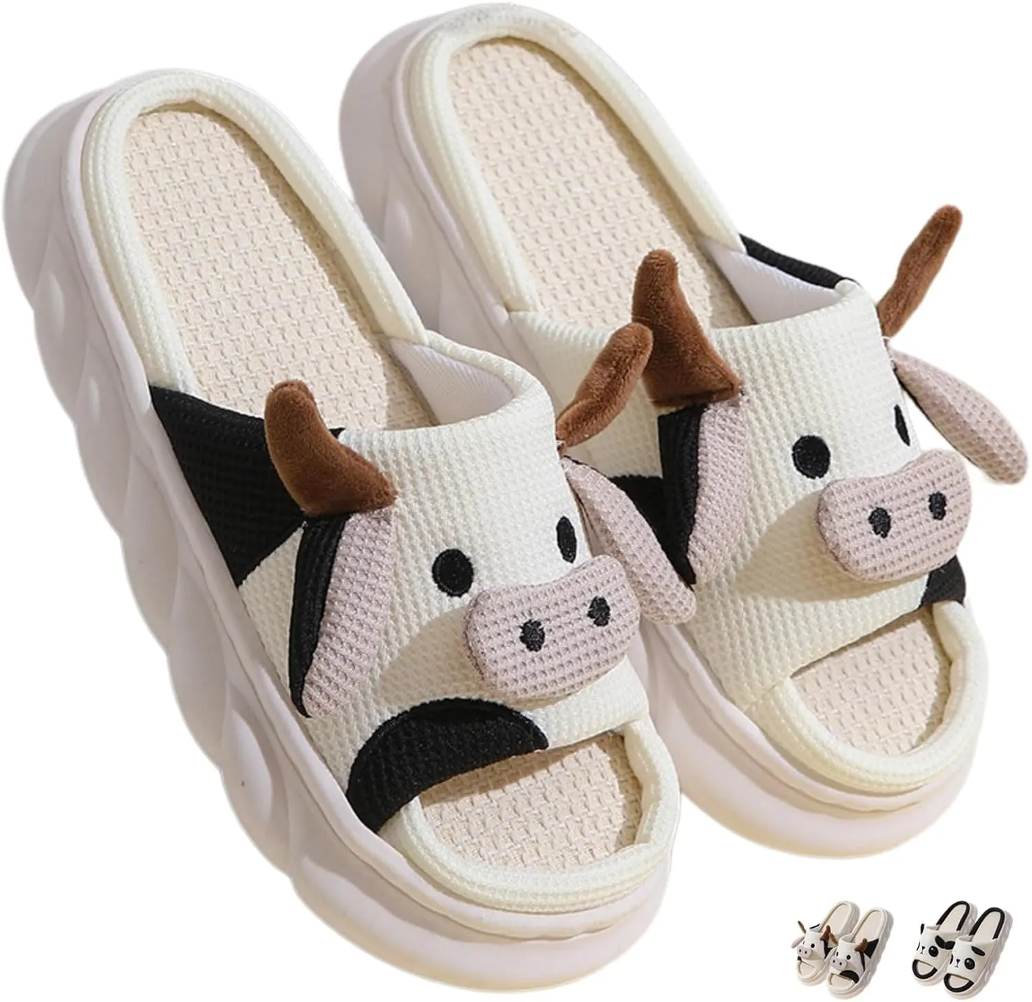 Panda Slippers for Women Men Indoor Couple Linen Slippers Cute Cartoon Panda Animal Slides Sandals Adult Mens Cow Home Slippers Comfy House Slippers Outdoor Shoes Non-Slip Slippers