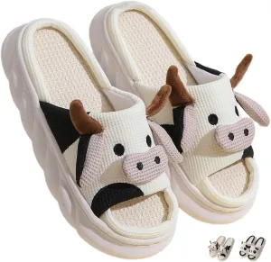 Panda Slippers for Women Men Indoor Couple Linen Slippers Cute Cartoon Panda Animal Slides Sandals Adult Mens Cow Home Slippers Comfy House Slippers Outdoor Shoes Non-Slip Slippers