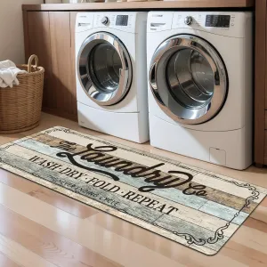 Pauwer Farmhouse Laundry Room Rug Runner 20"x59" Rubber Non Slip Kitchen Mats for Floor Waterproof Laundry Area Rug Washable Floor Carpet Runner for Entryway Bathroom Hallway Mudroom